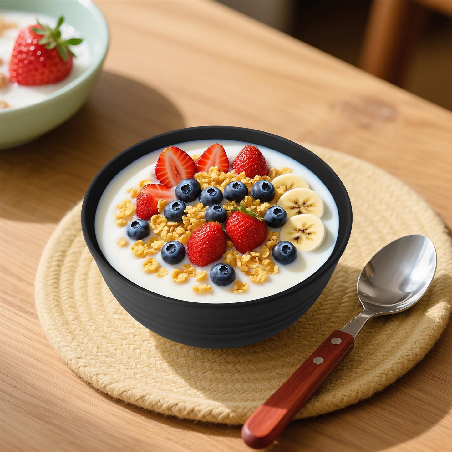 Wrova Wheat Straw Bowls for Kitchen set of 6,Anti-Scald Thick Soup Bowls 40oz,Microwave and Dishwasher Safe Bowl Sets, Unbreakable Cereal Bowl Sets. Vibrant Series
