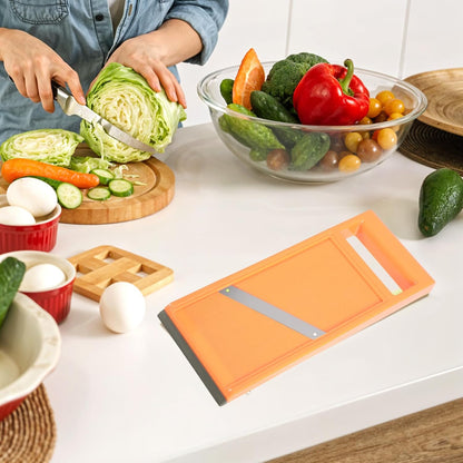 Handheld Mandoline Slicer,Portable Small Mandoline Slicer,for Potato Chips, Mini Mandolines Slicers for Vegetables, Fruits, Cheese, Cucumber Slicers Thin, Orange