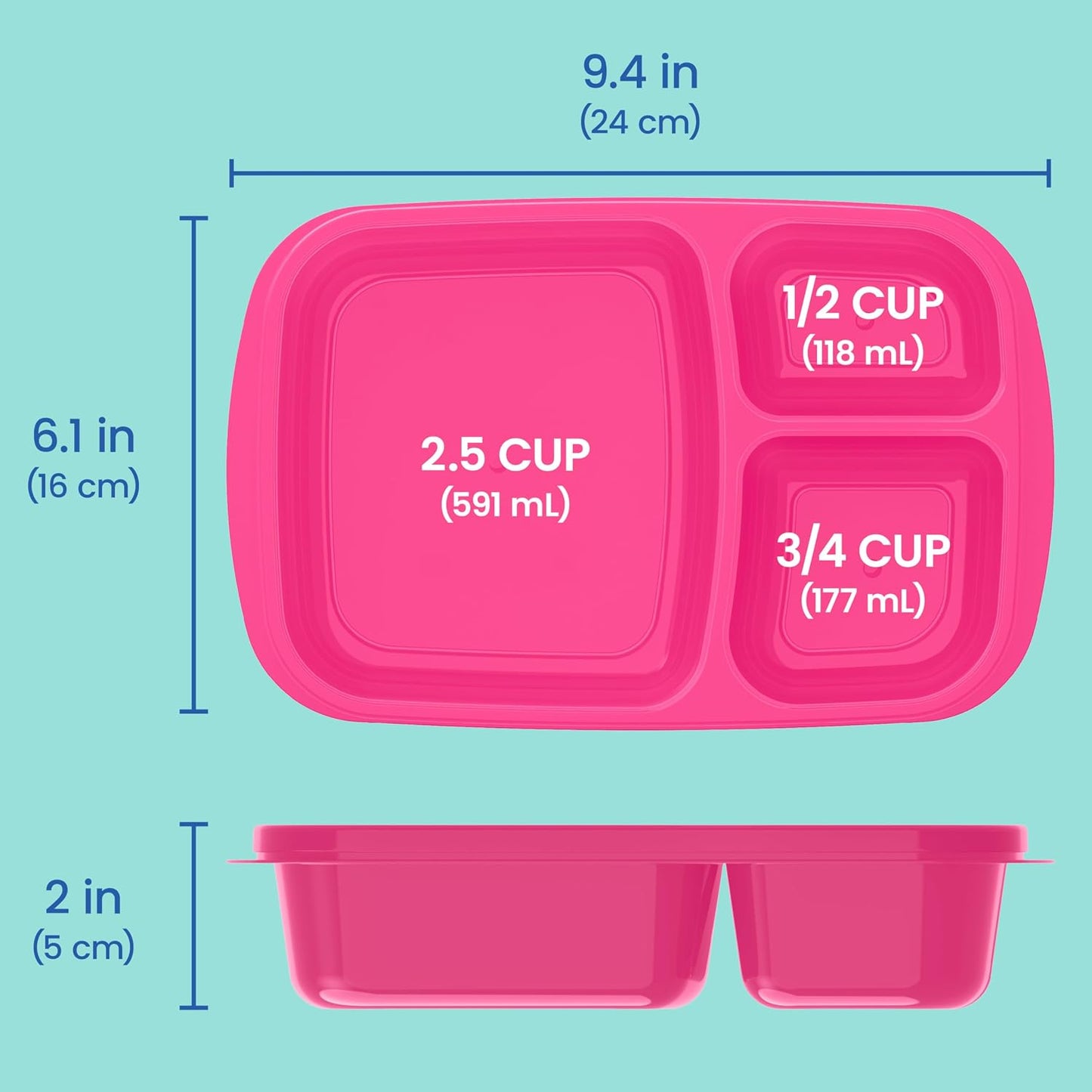 Bentgo Easyboxes - Original Stackable Lunch Boxes - Reusable 3-Compartment Food Containers for Kids and Adults - Bento Lunch Box for Meal Prep, School, & Work - BPA Free, Set of 10 (Classic)