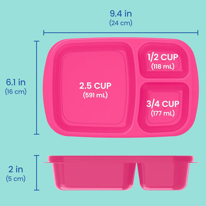 Bentgo Easyboxes - Original Stackable Lunch Boxes - Reusable 3-Compartment Food Containers for Kids and Adults - Bento Lunch Box for Meal Prep, School, & Work - BPA Free, Set of 10 (Classic)