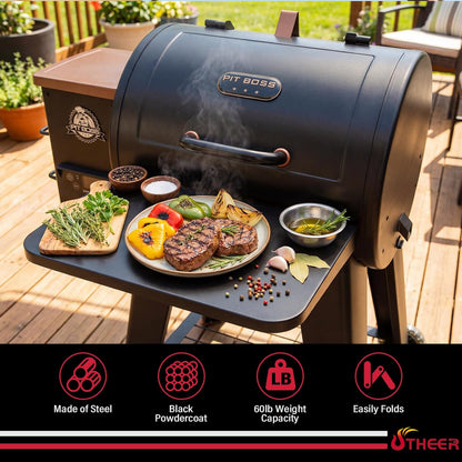 Upgraded Grill Table for Weber Kettle 22"/18"/26", Master Touch 22", Smokey Mountain, Recteq Pellet Grill RT-B380, Prep Station with Cutting Board, Basin, 4 Hooks, Shelf for Weber Kettle Accessories