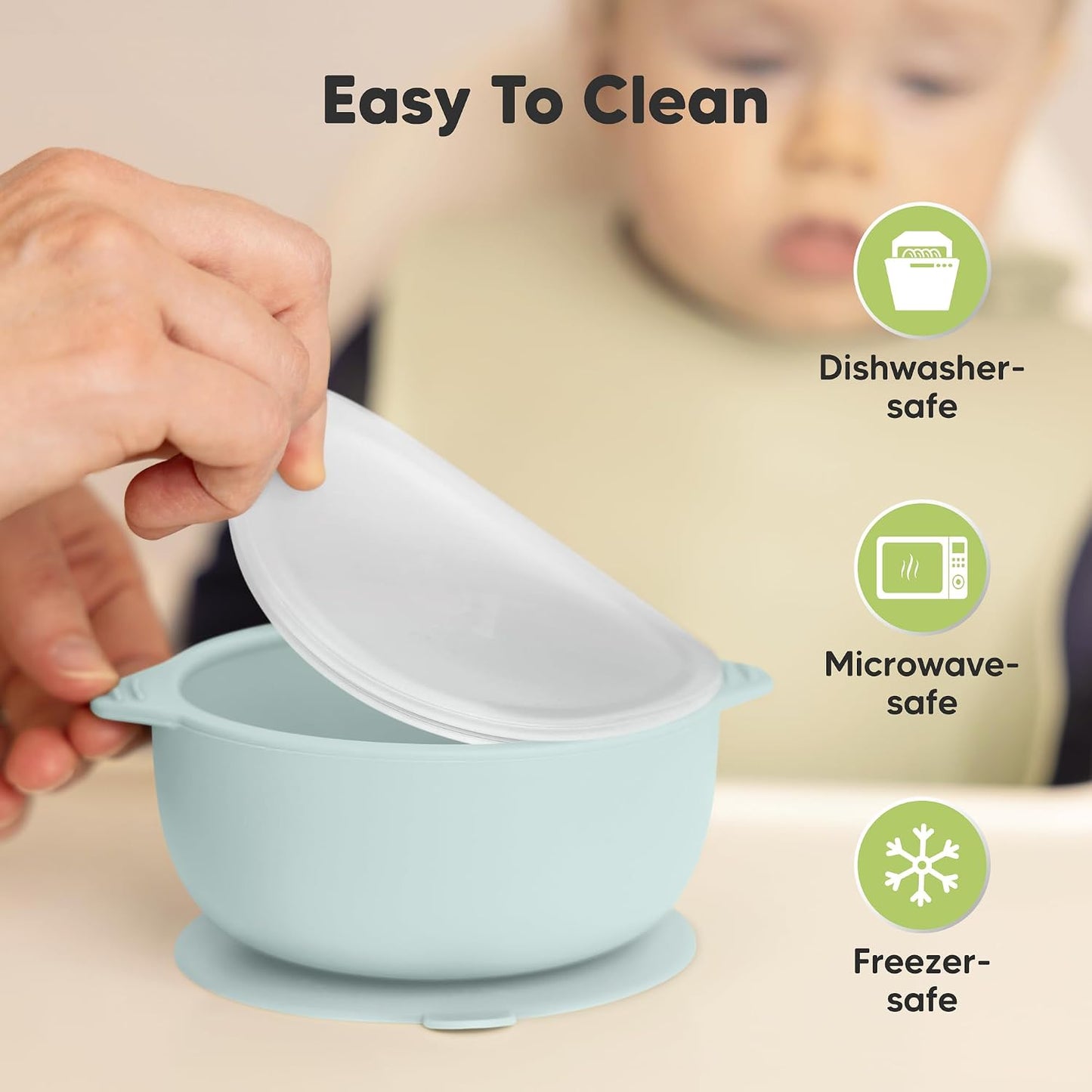 KeaBabies 2-Pack Baby Bowls with Suctions, Lids, Silicone (Terracotta)