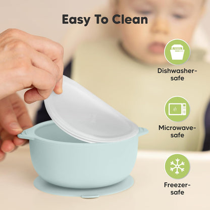 KeaBabies 2-Pack Baby Bowls with Suctions, Lids, Silicone (Terracotta)