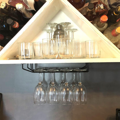 14-Inch Gold Wine Glass Rack, Under Cabinet Wine Glass Holder Stainless Steel Stemware Rack - Hanging Stemware Holder for Cabinet Kitchen Bar, Set of 2