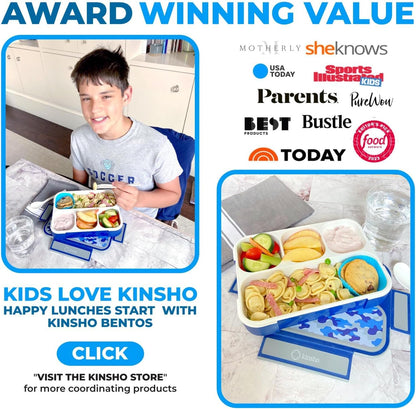 Camo Lunch Box for Boys, Bento-Box with Insulated Bag Ice Pack and Accessories, Set for Kids, Insulated Thermal Bag for School, Container Boxes for Big Kid Tween Adult Lunches, Blue Black Camouflage