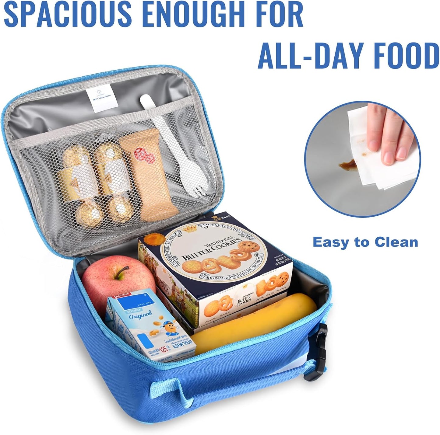 Genteen Lunch Box Kids, Insulated Lunch Bag Kids Boys Girls Back to School, Soft Lunch Box for Men Reusable Lunchbox for Office,Outdoor,School (Black)