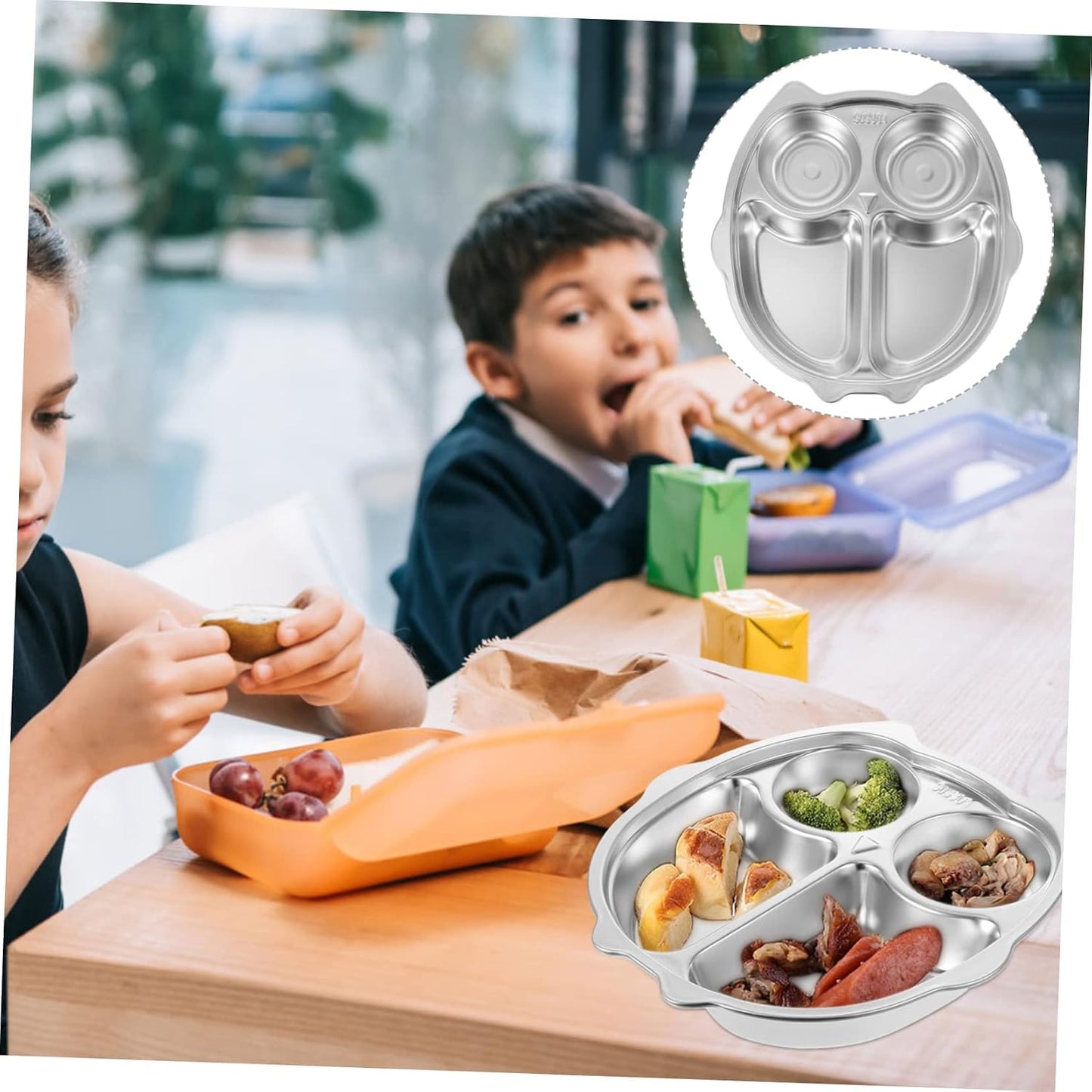 Zerodeko 304 Stainless Steel Divided Dinner Tray 3 Compartment Lunch Plate Food Portion Control Dish for Meal Prep Dishwasher Safe for Home or Catering