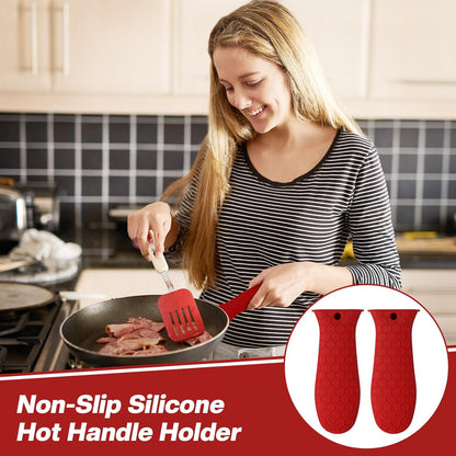 Patelai 2pcs Silicone Pan Handle Sleeve for Cast Iron Skillet, Black