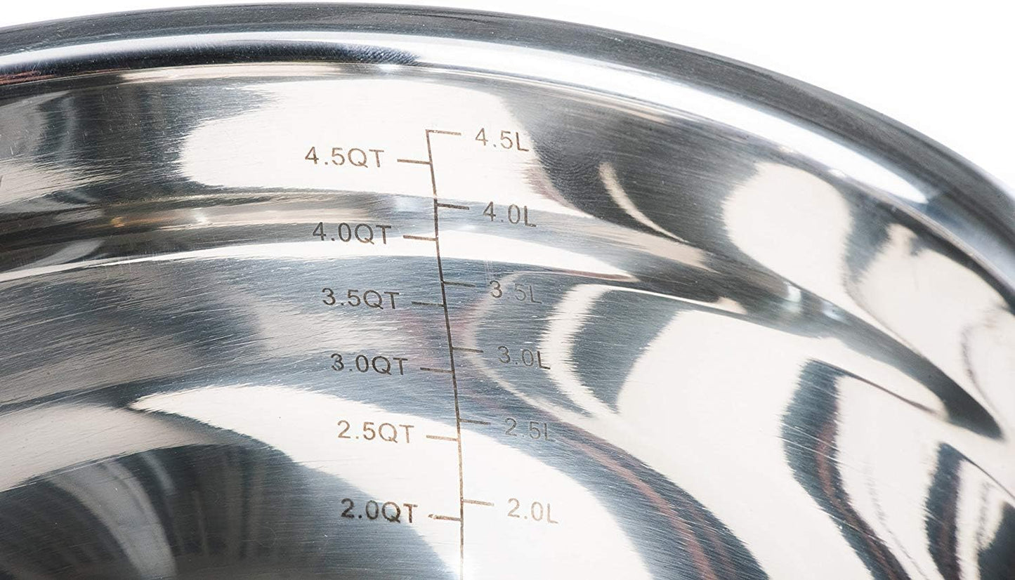 Stainless Steel Mixing Bowls with Lids and Non Slip Bases (Set of 3, Red)