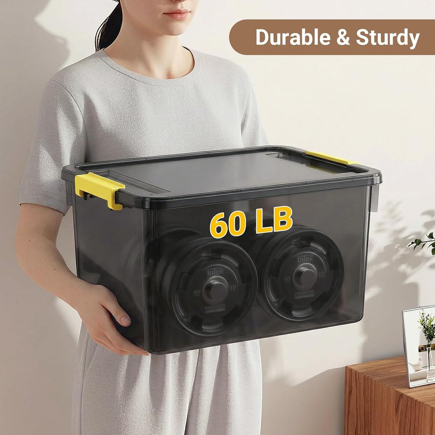 40Qt Stackable Storage Bins with Lids & Trays, Clear Plastic Latching Boxes Organizers with Dividers Portable 10Gal Containers for Arts & Crafts, Home and Car Trunk Organization, 2Pack
