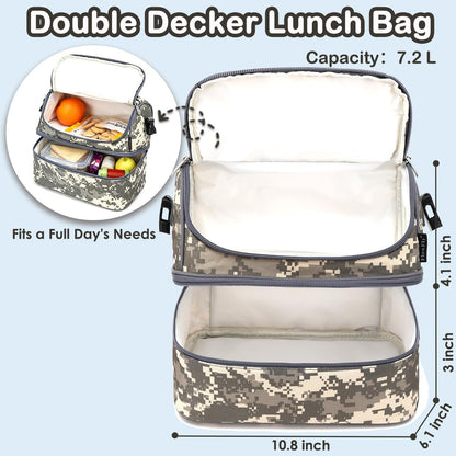 FlowFly Kids Double Decker Cooler Insulated Lunch Bag Large Tote for Boys, Girls, Men, Women, With Adjustable Strap, Unicorn