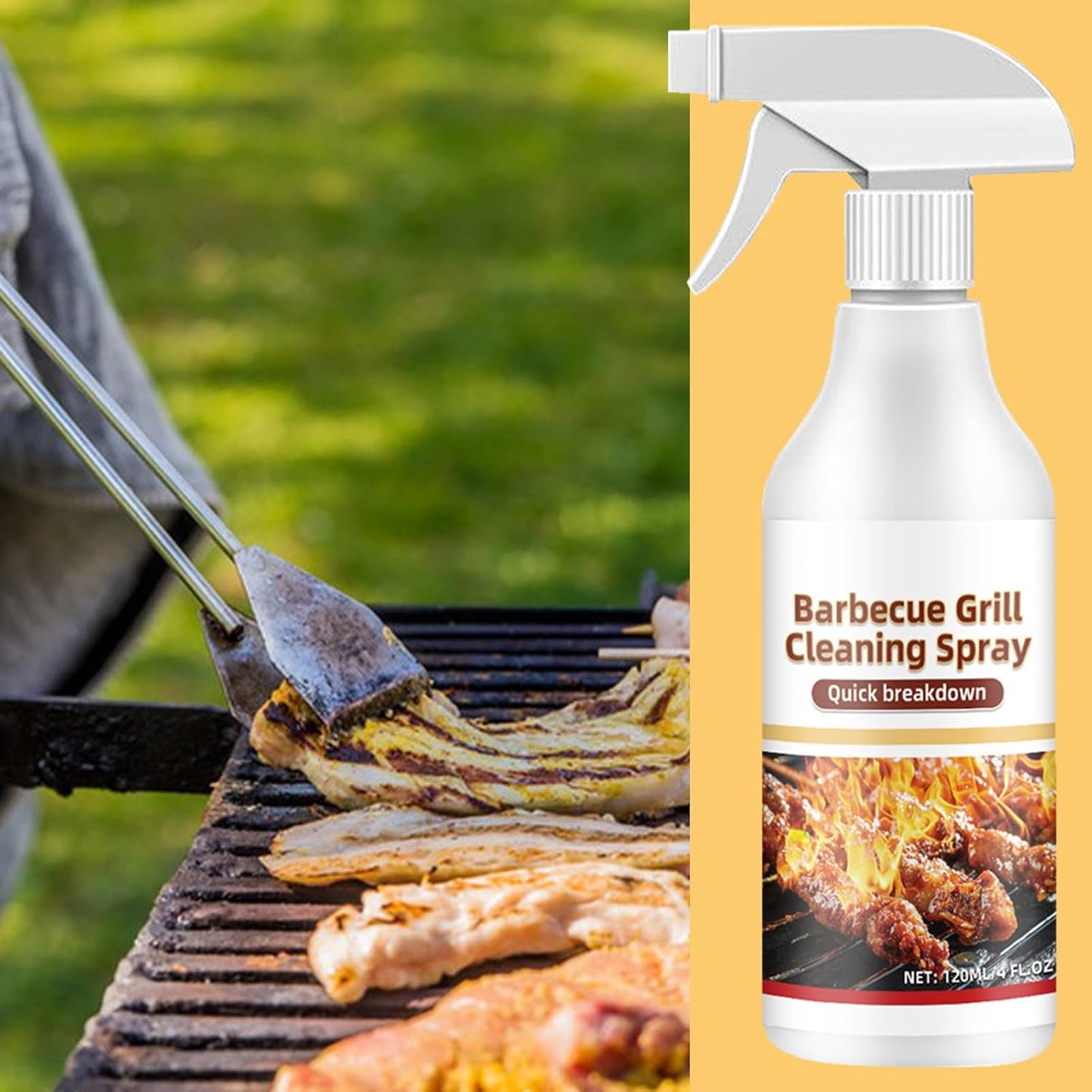 Oven And Grill Cleaner Spray 120ml, No-Stick Barbecue Grill Cleaning Spray, BBQ Grills Grime Remover For Safely Cleans Burnt Food And Grease