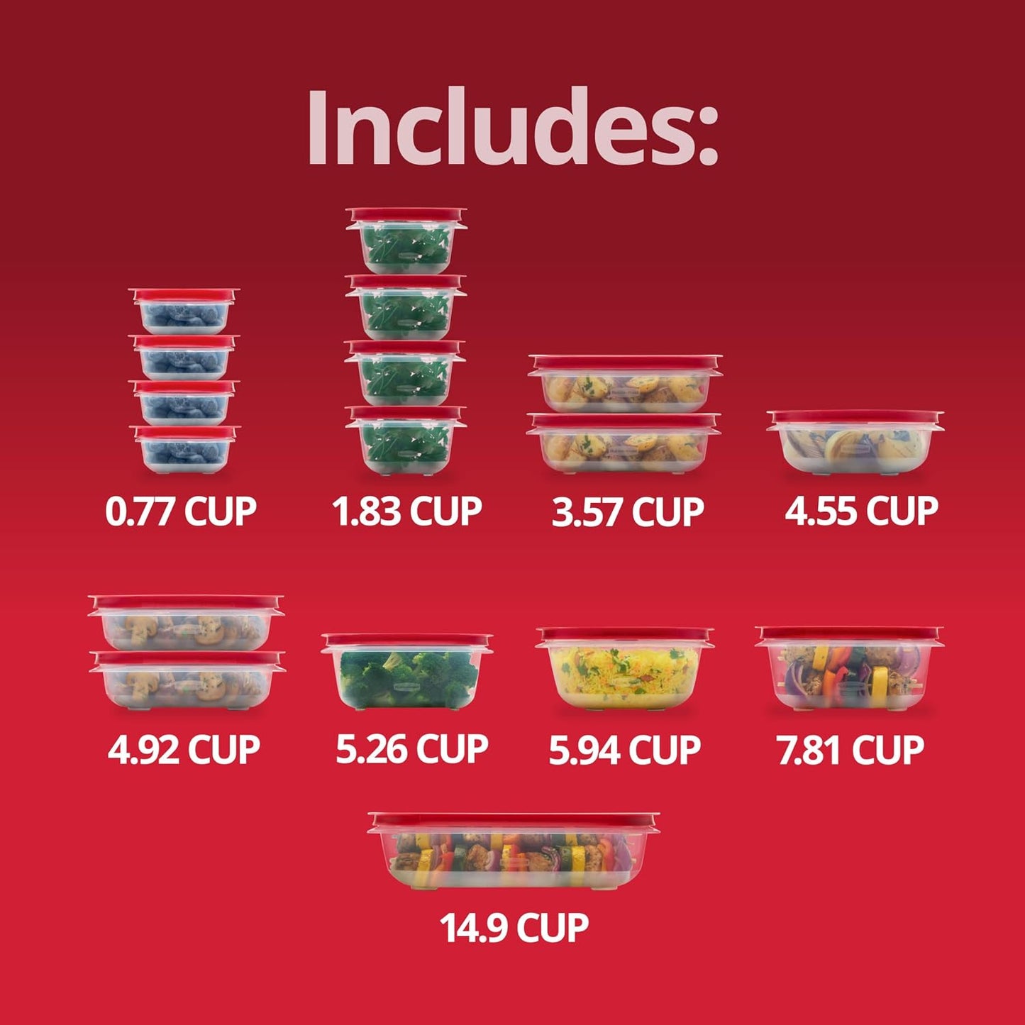 Rubbermaid EasyStore Large Containers, 18-Piece Set, Food Storage Containers with Lids