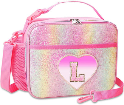 RHCPFOVR Kids Initial Lunch Bag - Insulated Lunch Box for Boys Girls,Washable Lunch Bag and Reusable Toddler Leak-proof Lunchbox for School and Daycare - Colors A