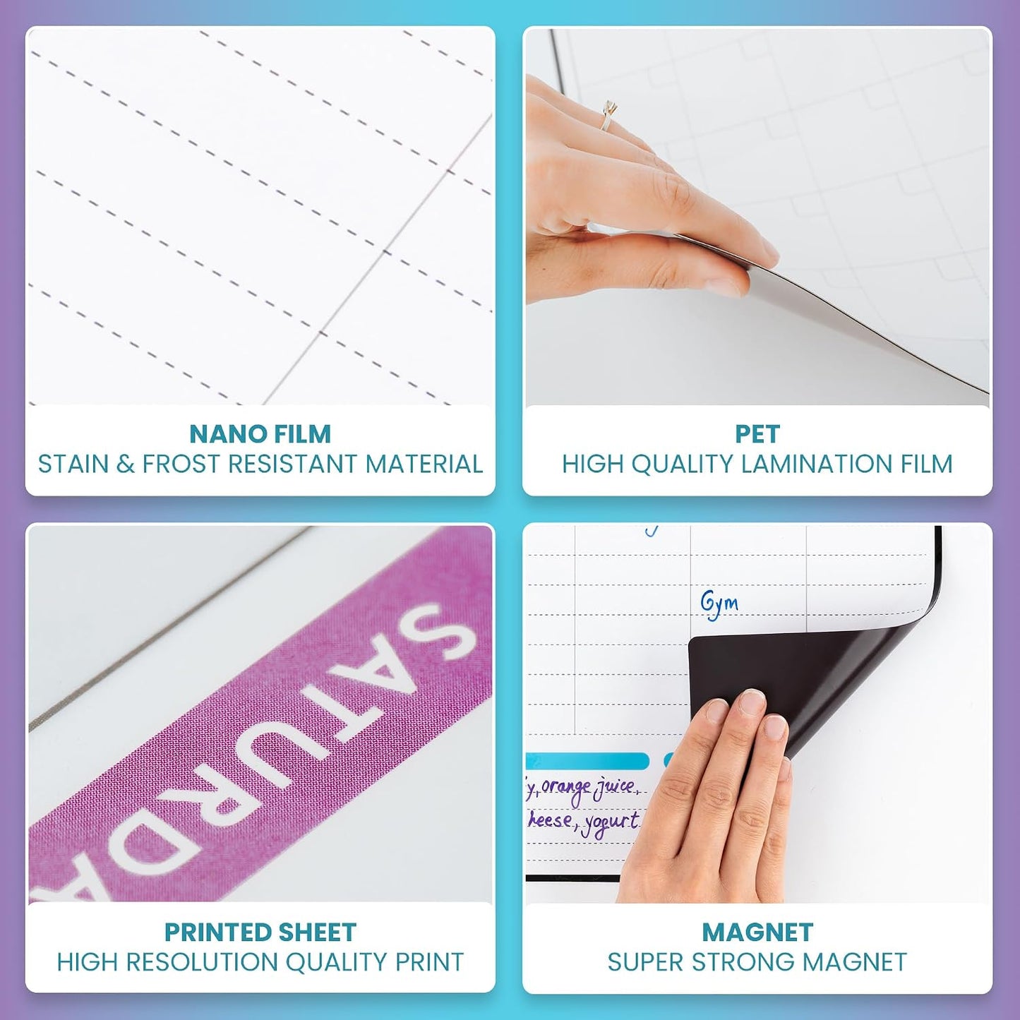 Dry Erase Weekly Extra Thick Magnetic Calendar for Refrigerator: 17x13 Two Week Planner and 6x9 White Board, 4 Fine Tip Markers and Eraser. Stain Resistant. Shipped Flat. (Weekly Planner)
