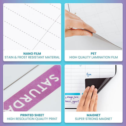 Dry Erase Weekly Extra Thick Magnetic Calendar for Refrigerator: 17x13 Two Week Planner and 6x9 White Board, 4 Fine Tip Markers and Eraser. Stain Resistant. Shipped Flat. (Weekly Planner)