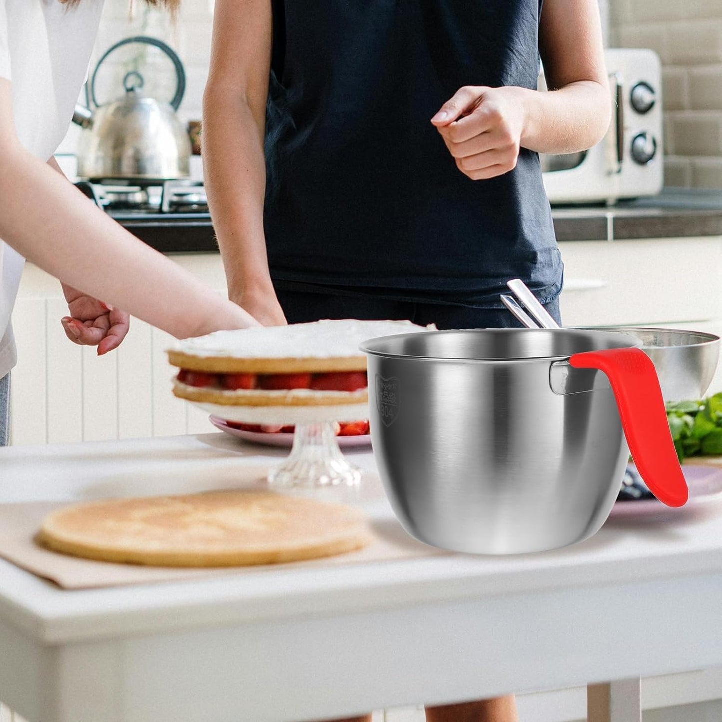 Stainless Steel Mixing Bowl with Handle 7.5 Inch Deep Batter Bowl for Kitchen Baking Cooking Prep
