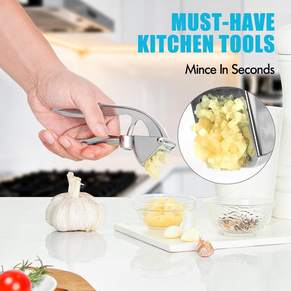 Garlic Press, Rust Resistant Garlic Crusher and Mincer, Solid Metal