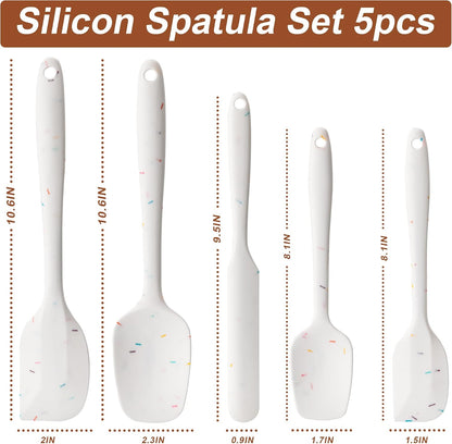 Silicone Spatula Set, 5 Piece Food Grade Rubber Spatulas for Baking, Cooking, and Mixing High Heat Resistant Non Stick Dishwasher Safe BPA-Free (Multicolor)