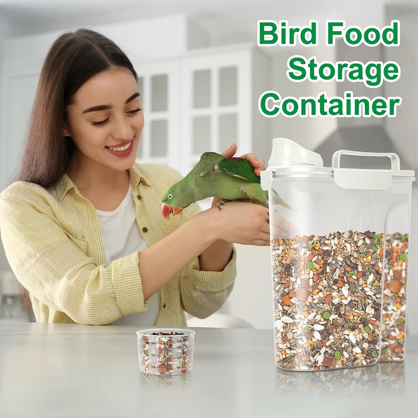 TBMax Pet Food Storage Containers 2 Pack 8-10 Lbs Airtight Dog Food Container Dispenser with Large Spout & Portable Handle, Travel Dog Treat Cat Food Storage Bin Bird Seed Container