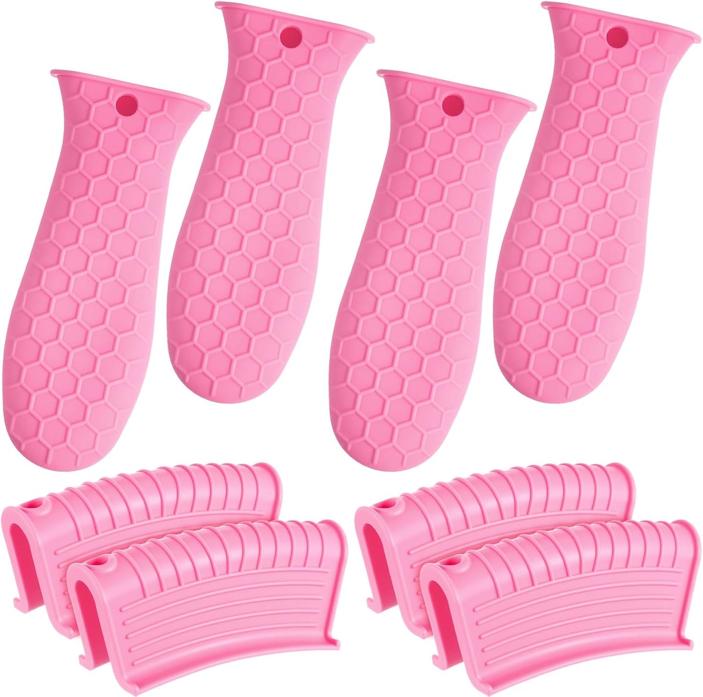 Patelai 8 Pcs Silicone Pot Holders Set Cast Iron Handle Cover Heat Resistant Pot Handle Covers Potholder Non Slip Reusable Pan Sleeve for Frying Pan Kitchen Supplies(Black)