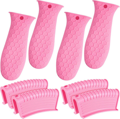 Patelai 8Pcs Silicone Cast Iron Handle Cover,Black