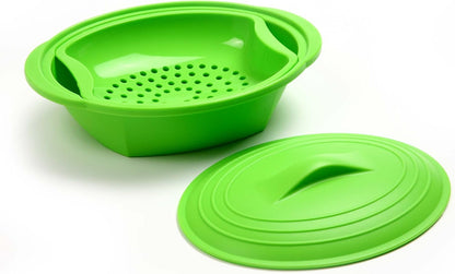 Norpro Silicone Steamer with Insert, Green, 1 Count (Pack of 1)