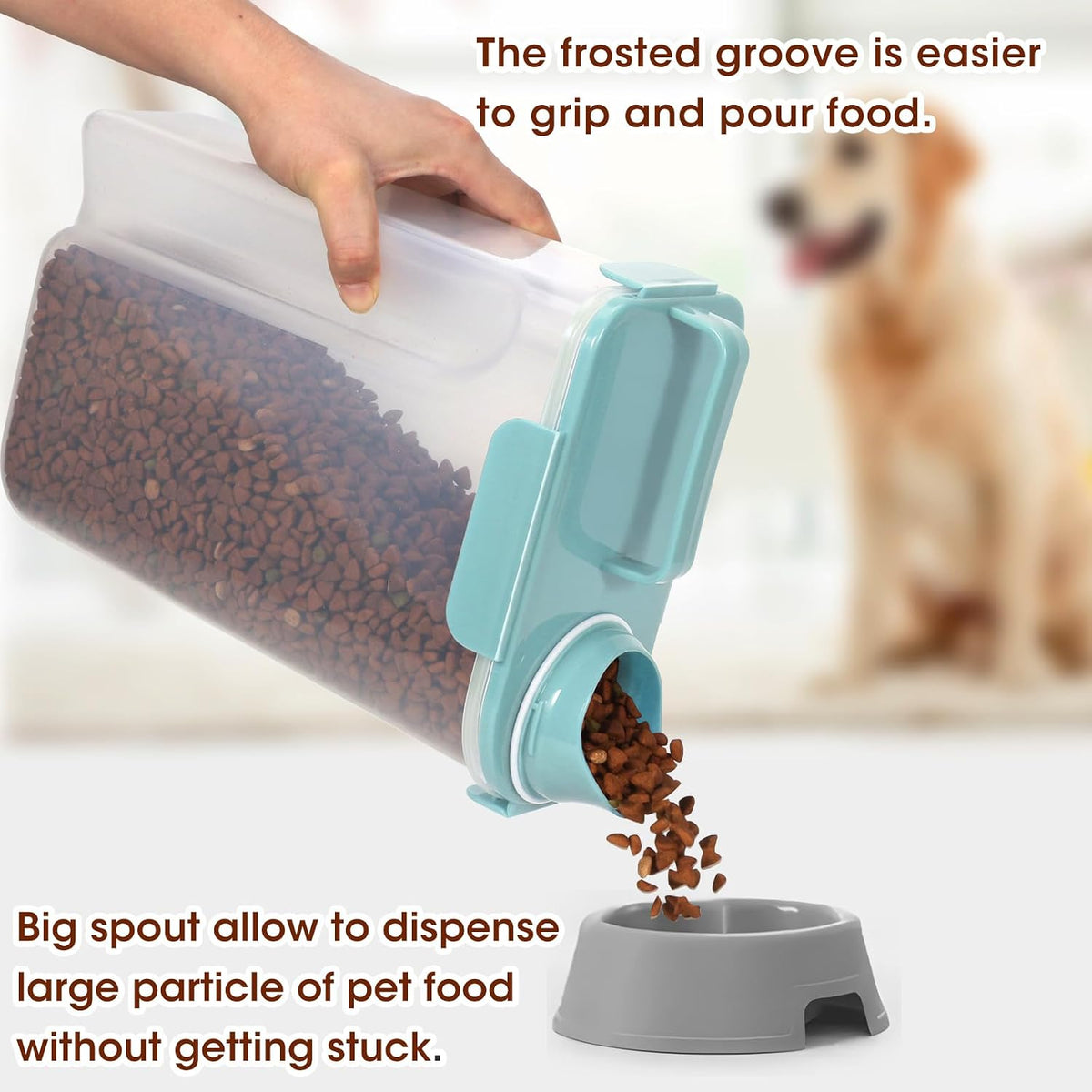 TBMax 10 Lbs Cat Dog Food Storage Container, 2026 Upgraded Large Pouring Container for Pet Food Storage, Bird Seed Dispenser, Portable Travel Kibble Holder -Dark Green