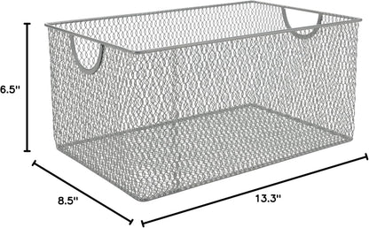 YBM HOME Kitchen Pantry Organizer Wire Basket for Shelves, Cabinets, Pantry, Countertop, Mesh Open Storage Bin Metal Basket for Organizing Food Supplies 12 x 7.8 x 5.8