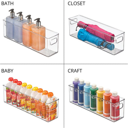 mDesign Plastic Kitchen Organizer - Storage Holder Bin with Handles for Pantry, Cupboard, Cabinet, Fridge/Freezer, Shelves, and Counter - Holds Canned Food, Snacks - 2 Pack - Clear
