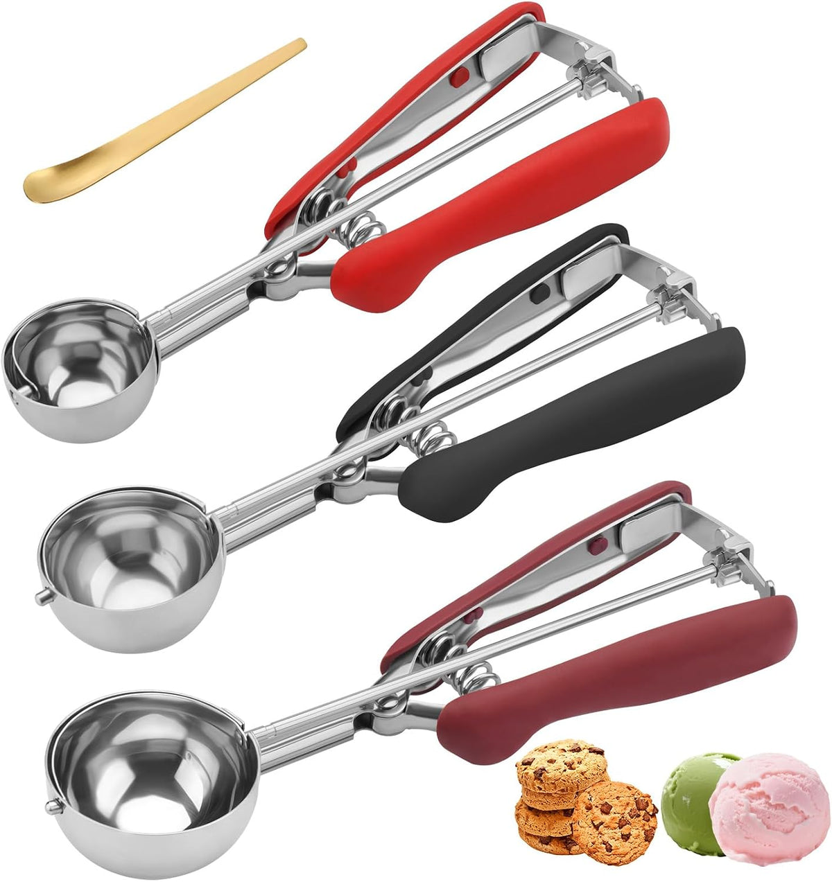 Large Cookie Scoop 3 Tablespoon, Size #20 Dough Scoops for Baking, Trigger Ice Cream Scooper, Stainless Steel Portion Scoop for Jumbo Cookies, Pancakes, Cupcakes, Meatballs