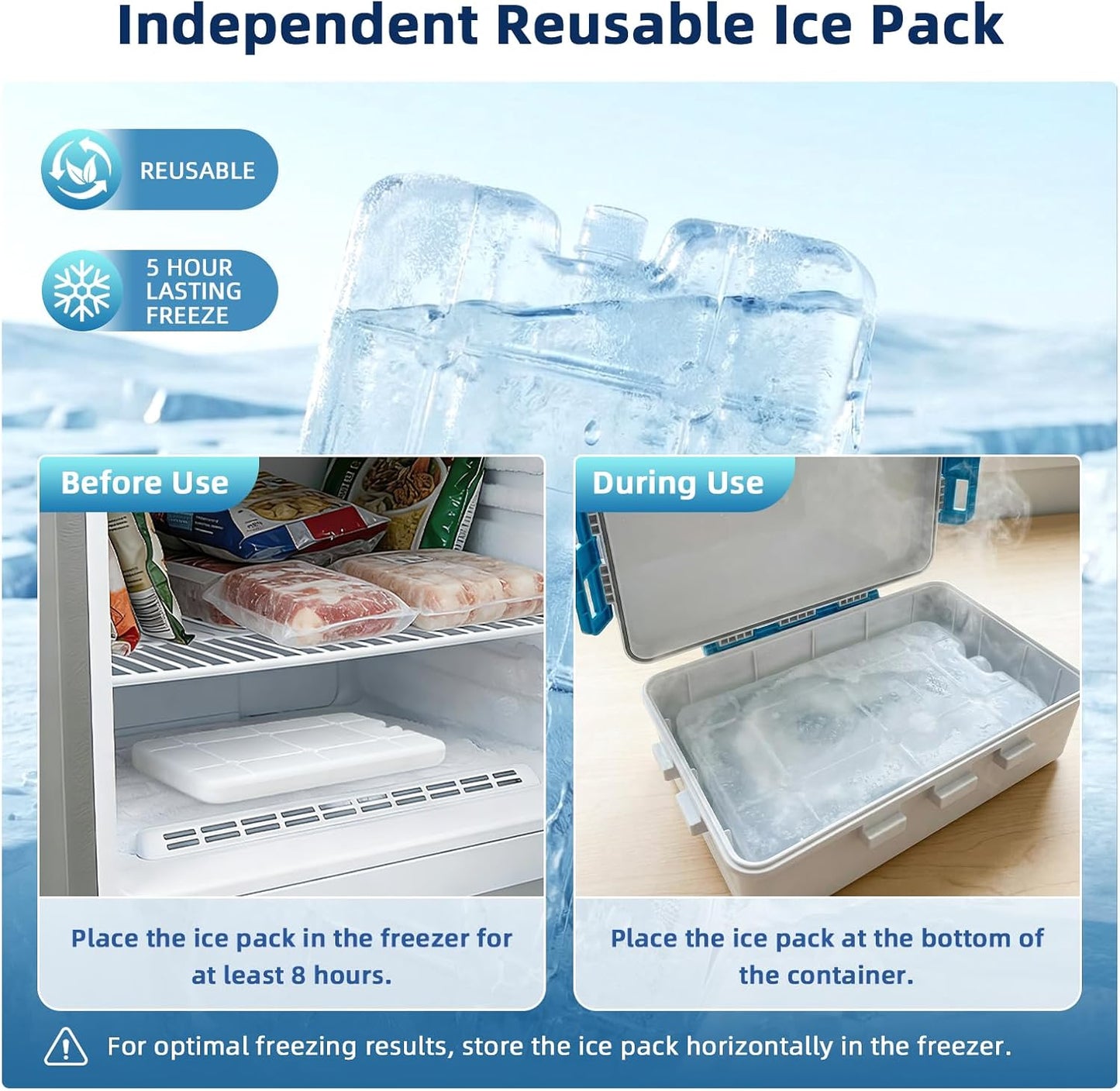 Chilled Snack Box Container with Ice Pack, Portable Travel Food Containers with Lids, Keep Cheese and Fruits Remained Fresh for Hours, Divided Serving Tray for Family Road Trip Beach Picnic(White)