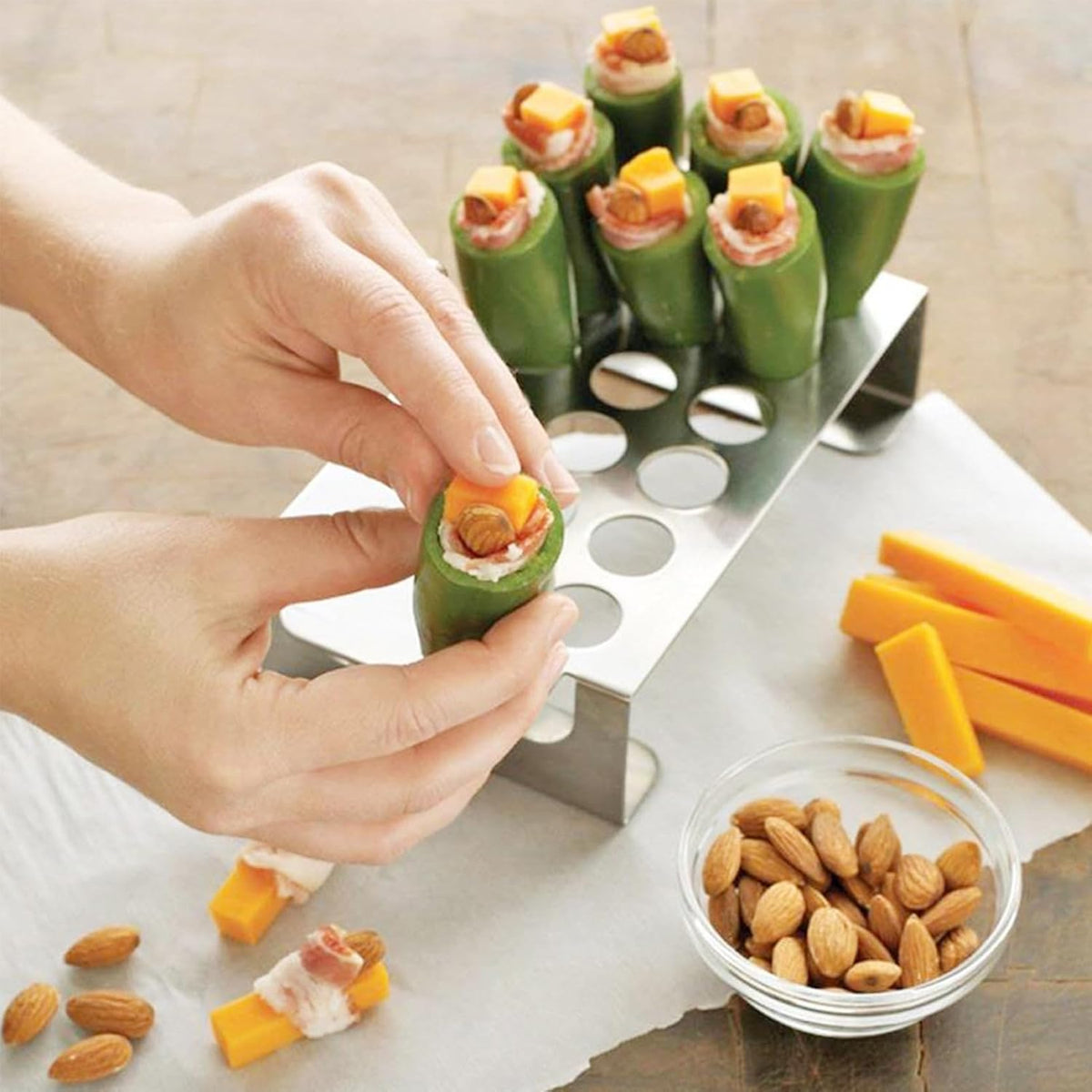 2pack Jalapeno Grill Rack with Handle and Chili Pepper Corer Tool