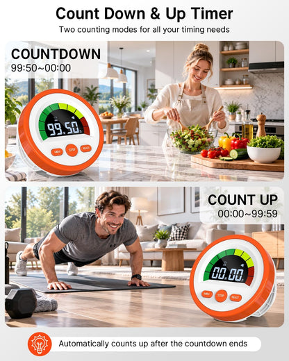 Digital Magnetic Kitchen Timer for Cooking, Rechargeable, Loud Alarm
