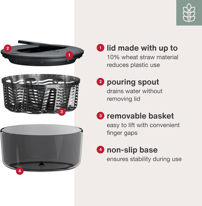 Zyliss Swift Dry Salad Spinner - Fruit Cleaner & Lettuce Spinner with Push Pump - Non-Slip Bowl - Dishwasher Safe - Large