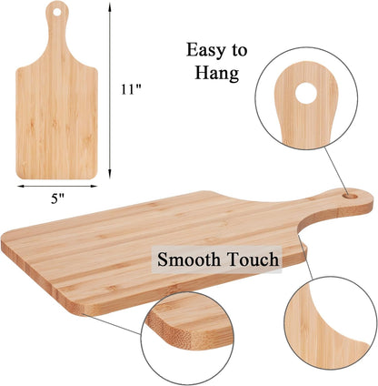 WILLOWDALE 10pcs Wood Cutting Boards for Kitchen, 10" Round Charcuterie Boards Wood Serving Board for Pizza, Cheese, Dessert, Wooden Cutting Board with Handle Fruit Vegetable Bamboo Cutting Board Set