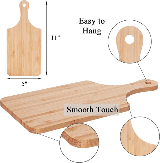 WILLOWDALE 10pcs Wood Cutting Boards for Kitchen, 10" Round Charcuterie Boards Wood Serving Board for Pizza, Cheese, Dessert, Wooden Cutting Board with Handle Fruit Vegetable Bamboo Cutting Board Set