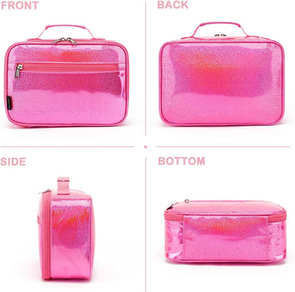 FlowFly Kids Lunch box Insulated Soft Bag Mini Cooler Back to School Thermal Meal Tote Kit for Girls, Boys, Black