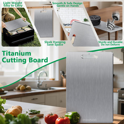 Titanium Cutting Boards for Kitchen [Set of 3], Double Sided Pure Titanium Cutting Board | Easy to Clean | Dishwasher Safe | Food-Grade Raw & Cooked Foods or Outdoor Camping Chopping Board