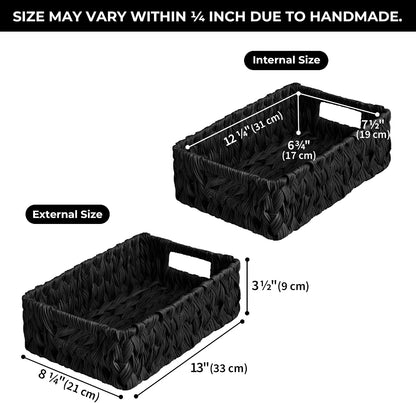 GRANNY SAYS Wicker Storage Baskets for Shelves, Water Hyacinth Basket with Scalloped Edge, Storage Wicker Baskets for Pantry, Large, 2-Pack