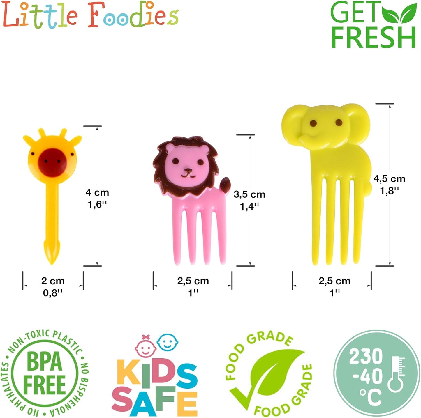 GET FRESH Animal Food Picks for Kids - 120 pcs Set Animal Bento Deco Set for Kids Lunch Box Decoration - Mini Bento Deco Children Toddler Toothpicks - Reusable Baby Shower Tothpicks Kids
