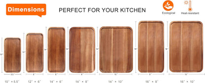 Large Wooden Serving Trays Long Party Charcuterie Boards Acacia Wood Platters Serving Cheese Board Rectangular Appetizer Snack Plates Rectangle Kitchen Dinner Platter for Food Dish Cake Dessert Tray