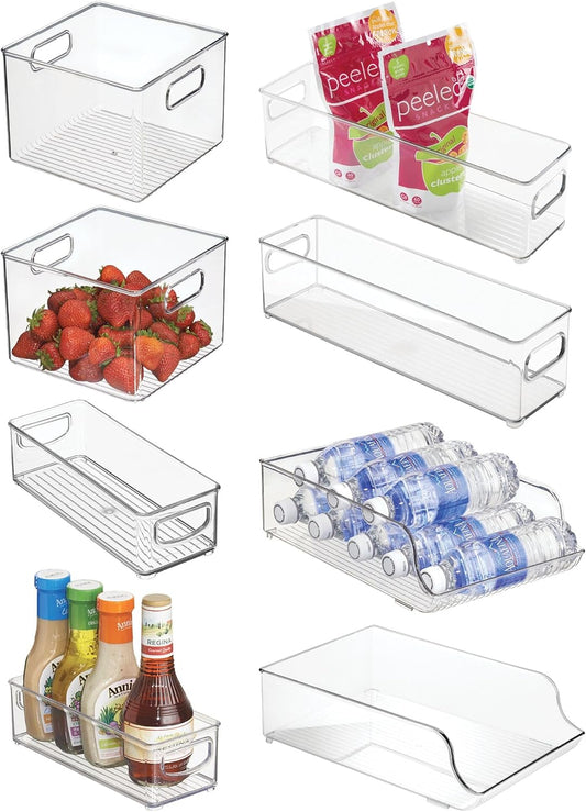 iDesign Plastic Stackable Pantry Bin - Storage Bin with Handles for Cabinets or Fridge - Set of 2 - Clear