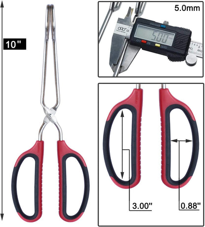 HINMAY Stainless Steel Scissor Tongs 10-Inch and 12-Inch Set, Set of 2