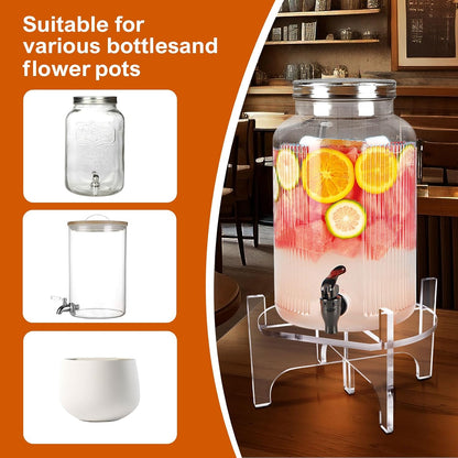 Acrylic Beverage Dispenser Stand Only, Fit Max 8.7 Inch Glass Drink Dispenser and Water Jug Holder, Plant Stand, Cake Display Stand for Parties and Catering Events
