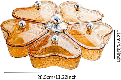Dried Fruits Tray Candy Snack Plates Platter Appetizer Tray Divided Serving Tray for Cupcake Dried Fruits Family Holiday Home, Clear Grey Bowknot