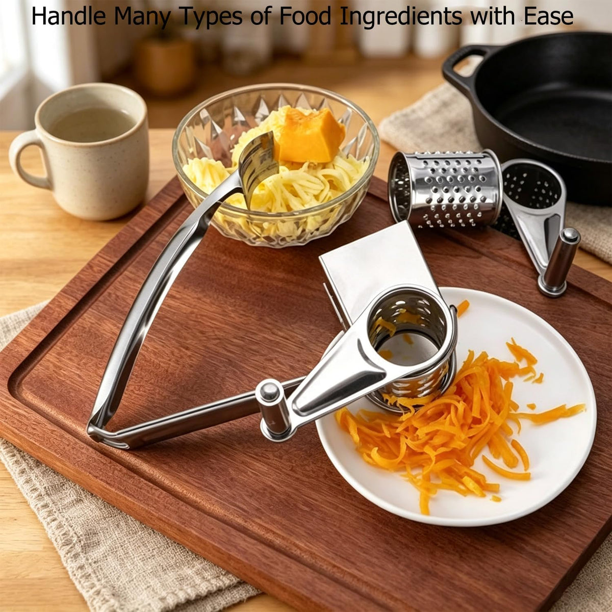 Rotary Cheese Grater, Hand Crank Shredder for Parmesan & Nuts