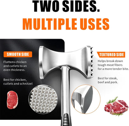 Meat Tenderizer Hammer, Dual-Sided Aluminum Alloy Mallet, Balanced Weight