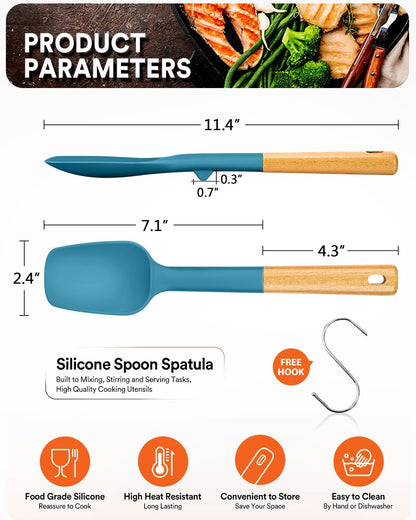 Badiano Silicone Spoon Spatula, Nonstick Rubber Spatula, Grey