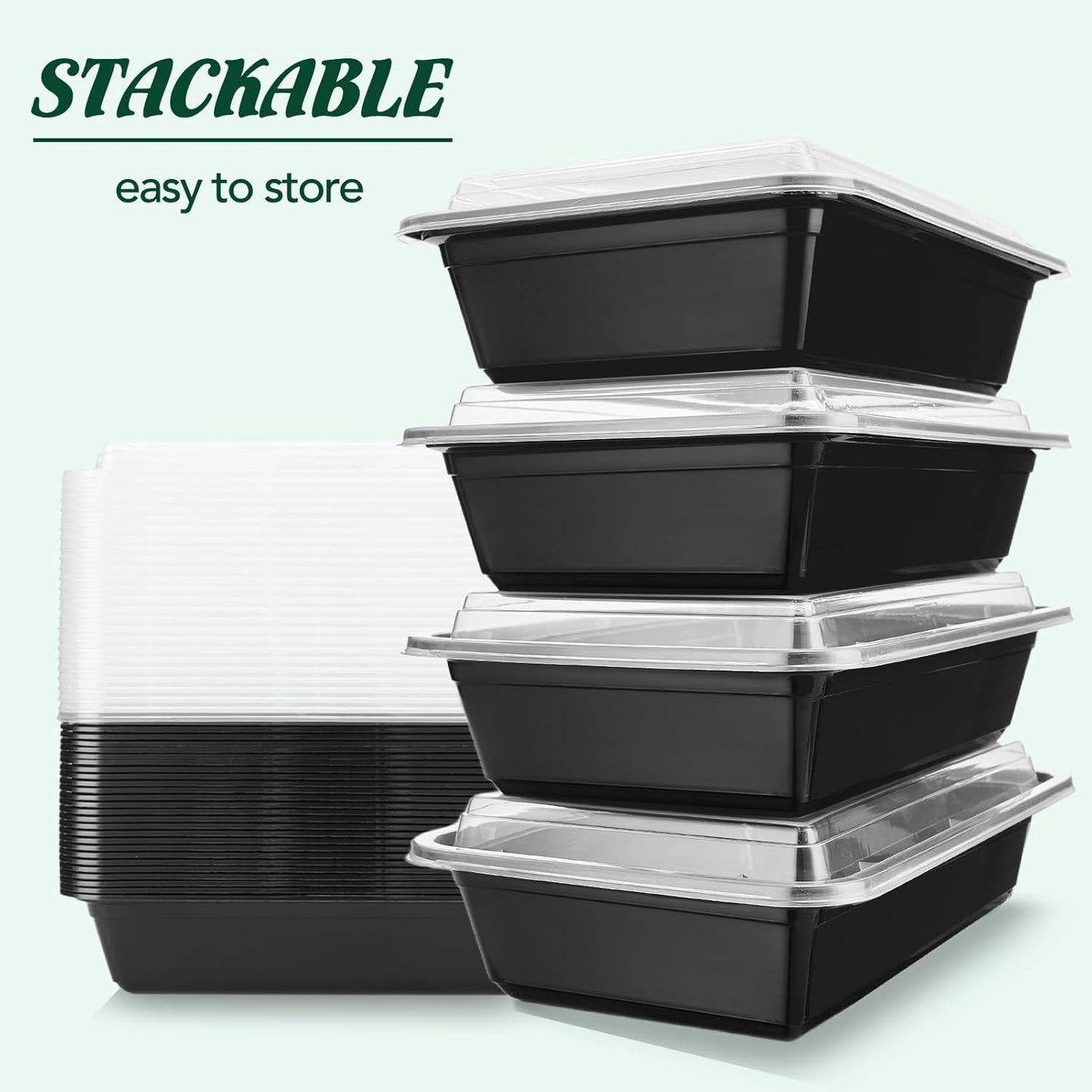 Glotoch 28oz Meal Prep Containers, 10 Pack (20-Piece) Reusable Food Storage Containers with Lids Microwave, Freezer, Dishwasher Safe - Leakproof & BPA Free Durable Plastic Lunch Box To Go Take Out